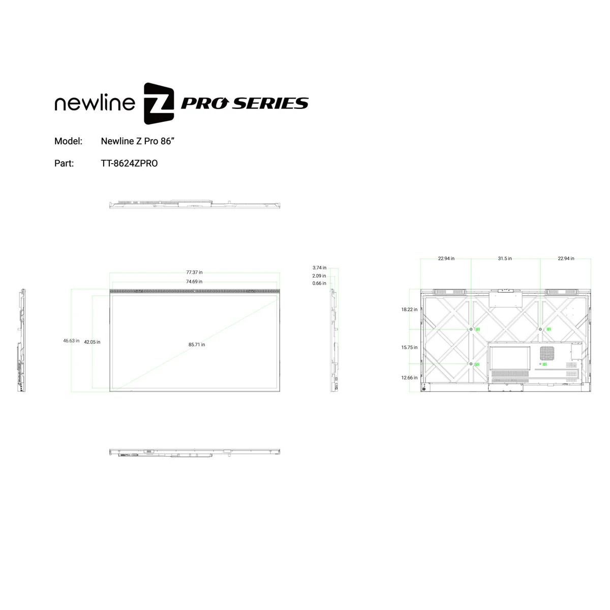 Newline Ineractive TT-8624ZPRO-UC 86" Z Pro Series Display - Image 2