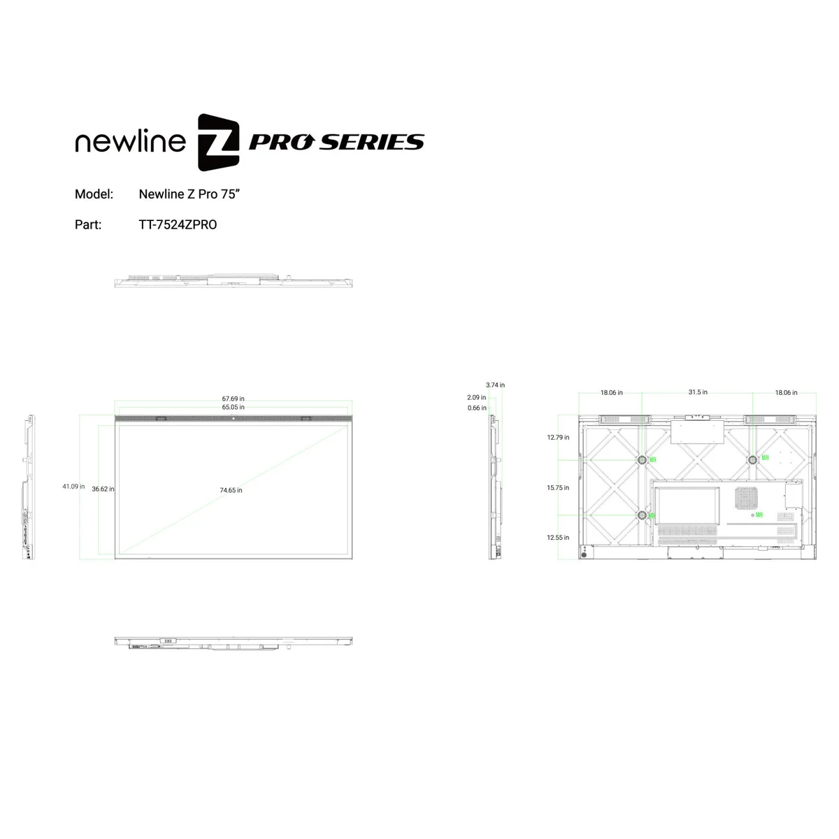 Newline Ineractive TT-7524ZPRO-UC 75" Z Pro Series Display - Image 2