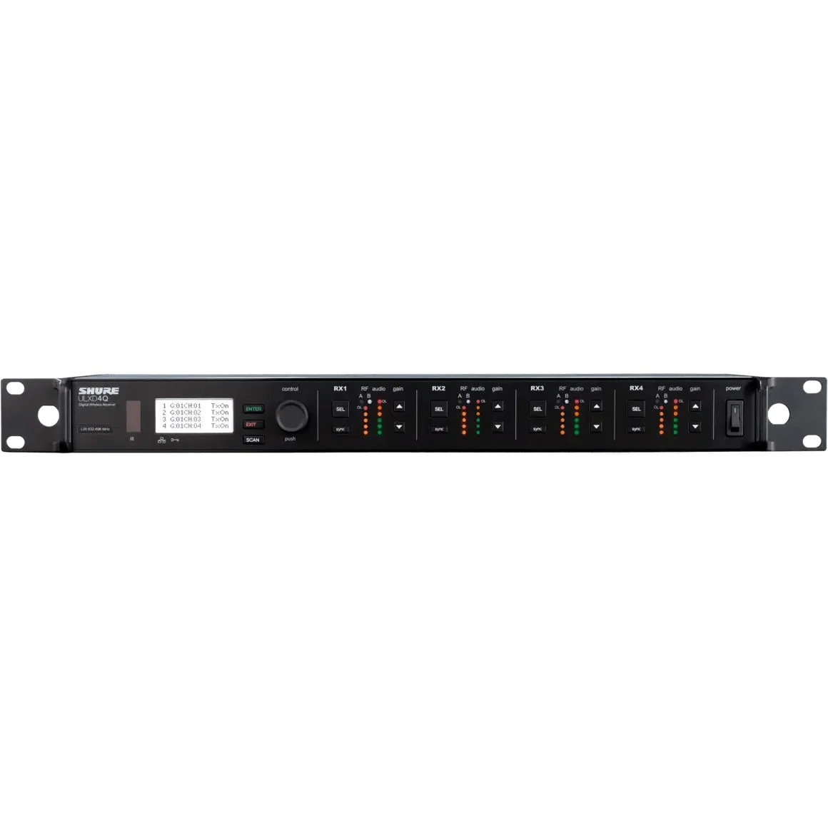 Shure ULXD4QGV Quad-Channel Digital Wireless Receiver | Frequency: G57 (470-616 MHz)