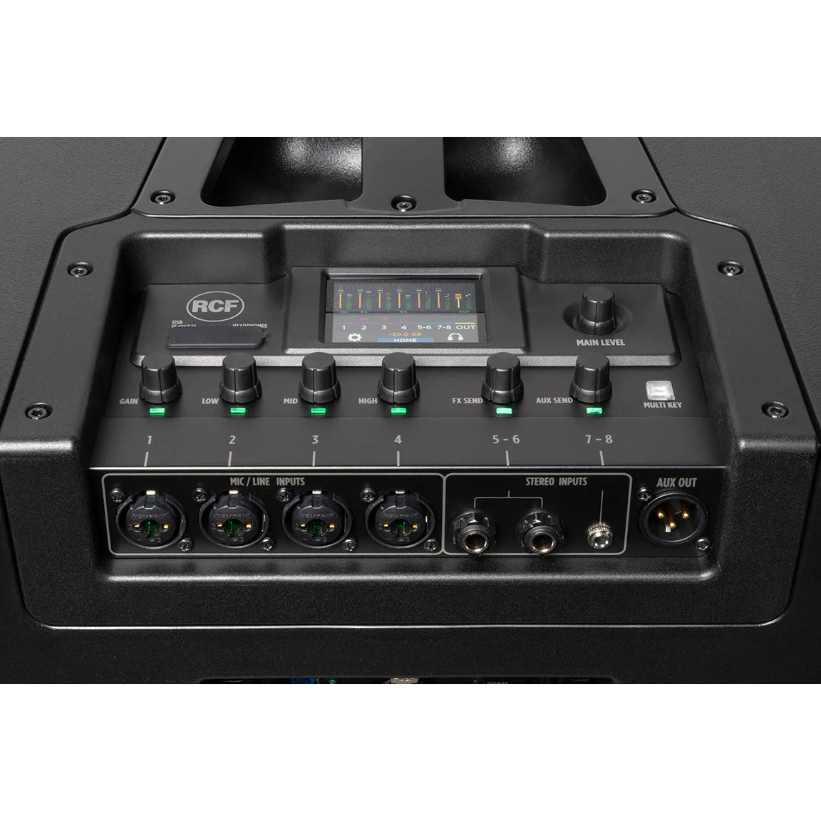RCF 13000931 EVOX-JMIX-9 (Sub Only) Active 2100w 12" Three-way Column Array with 8 Channel Mixer and Bluetooth - Black - Image 6