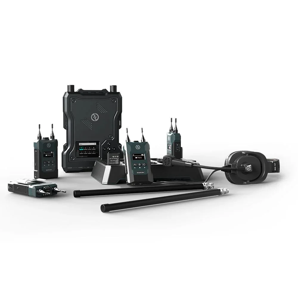 HOLLYLAND HL-Solidcom M1 Pro-4B Full-Duplex ENC Wireless Intercom System (4 Beltpacks and Single-Ear Headsets)
