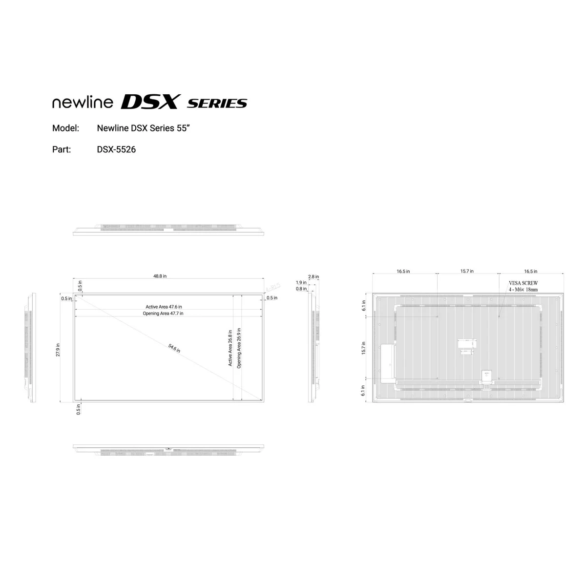 Newline Interactive DSX-5526 55" Commercial Non-Interactive Display, ADA compliant, and Portrait & Landscape Support - Image 2