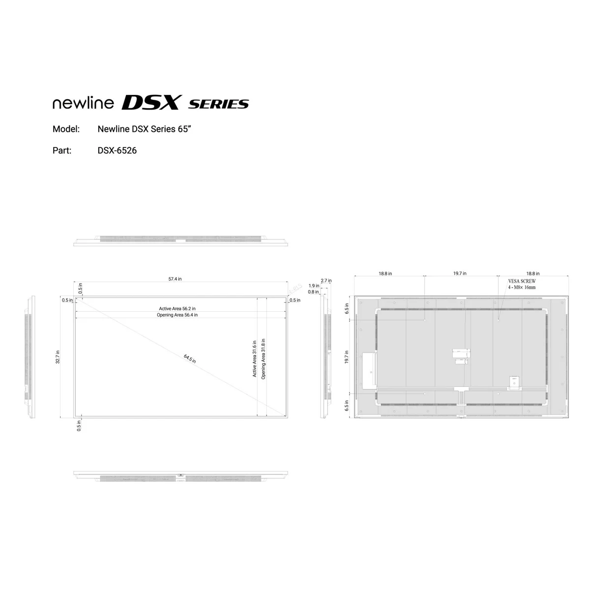 Newline Interactive DSX-6526 65" Commercial Non-Interactive Display, ADA compliant, and Portrait & Landscape Support - Image 2