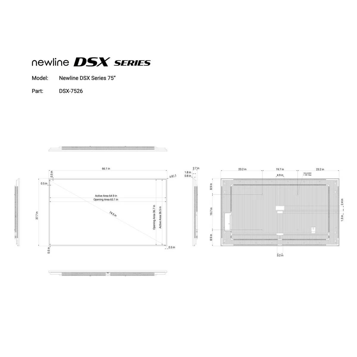 Newline Interactive DSX-7526 75" Commercial Non-Interactive Display, ADA compliant, and Portrait & Landscape Support - Image 2