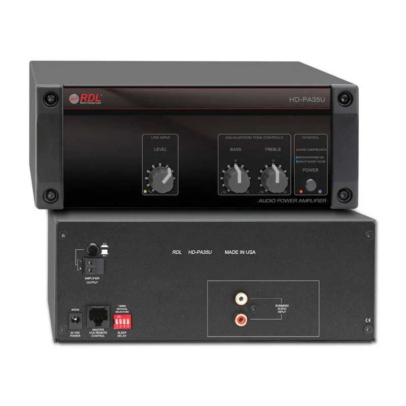 RDL HD-PA35U 35 Watt Power Amplifier - 4 Ohm / 8 Ohm, with Power Supply